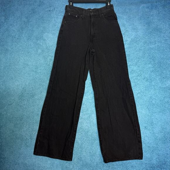 Levi's Women's High-Rise Cinch Baggy Carpenter Jeans Size 25 Fits 26x30 Black - Picture 4 of 16